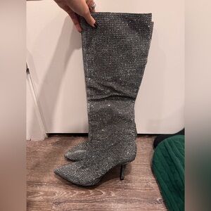Michael Kors Elegant Silver Knee-High sequin Women's Boots